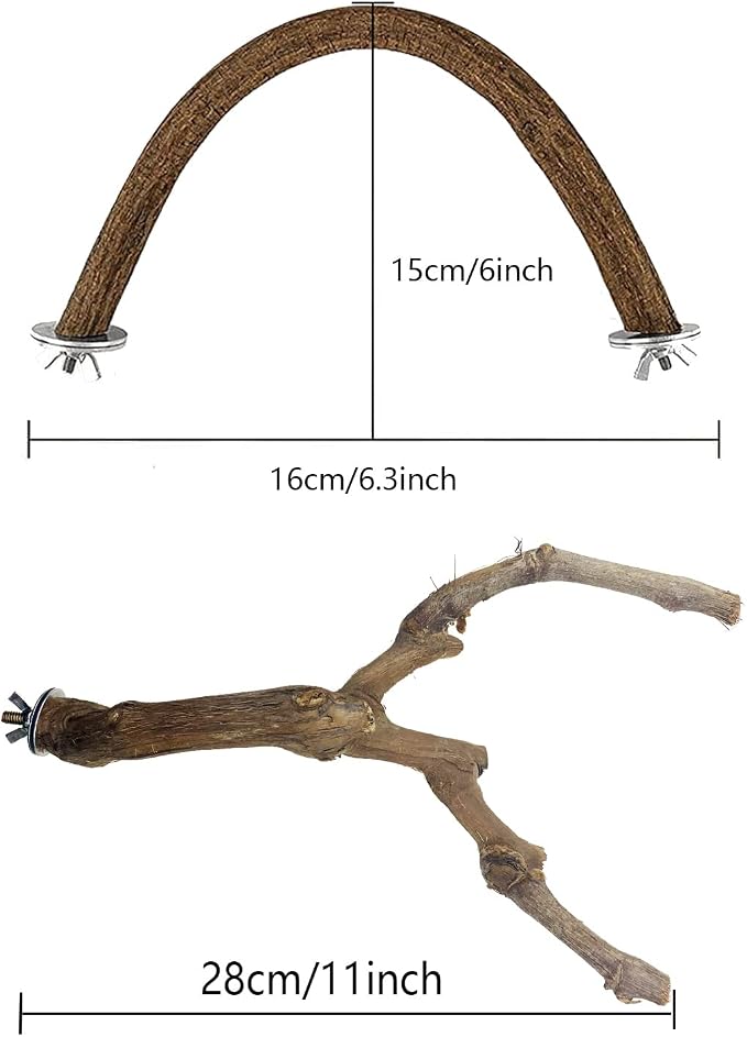 Allazone Bird Natural Wood Stand Perch Swing U Shape Natural Parrot Perch Bird - Image 2