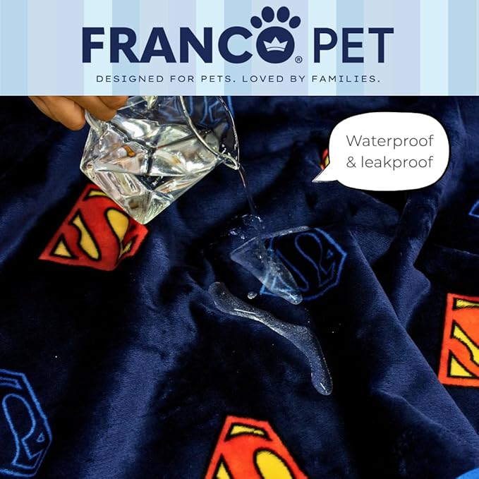 Franco Pet Superman DC Comics Super Soft Cozy Waterproof Sherpa-Backed Blanket - Image 4