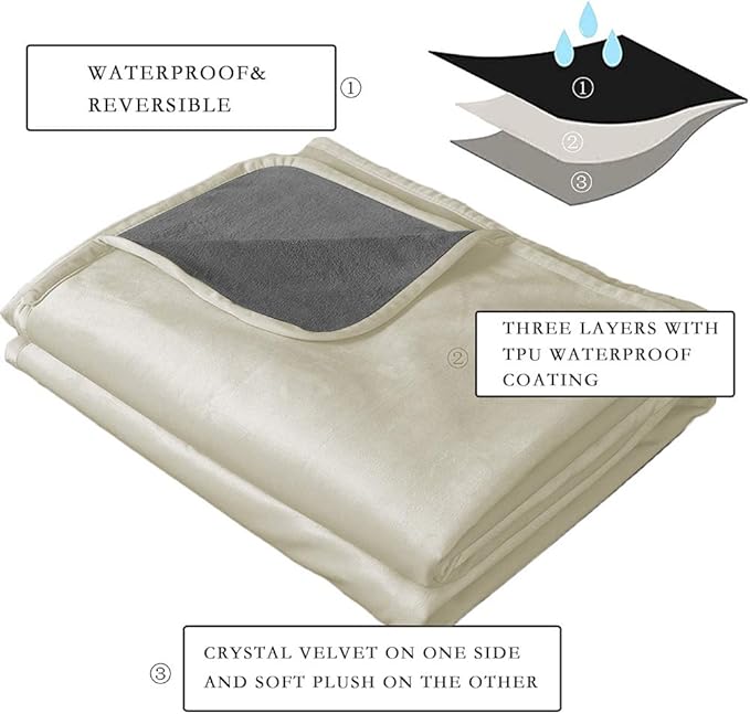 Ameritex Pet Bed Blanket Reversible 100% Waterproof Velvet Super Soft - Image 2