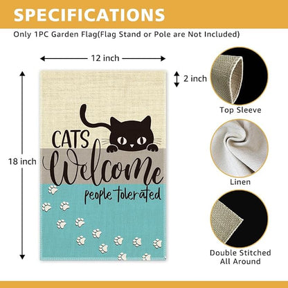 Cats Welcome People Tolerated Garden Flag, Pet Lover Porch Flag, Outdoor Home - Image 2