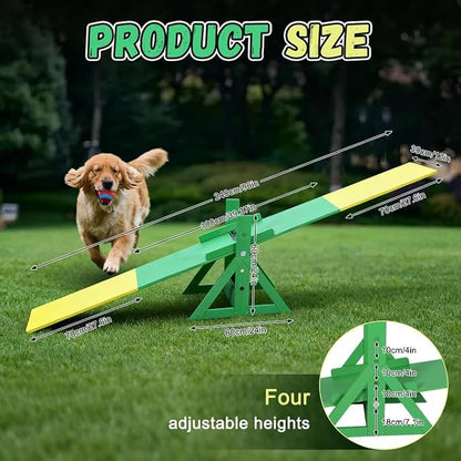 94.5" Adjustable Dog Agility Seesaw 4-Level Height Training Teeter - Image 2
