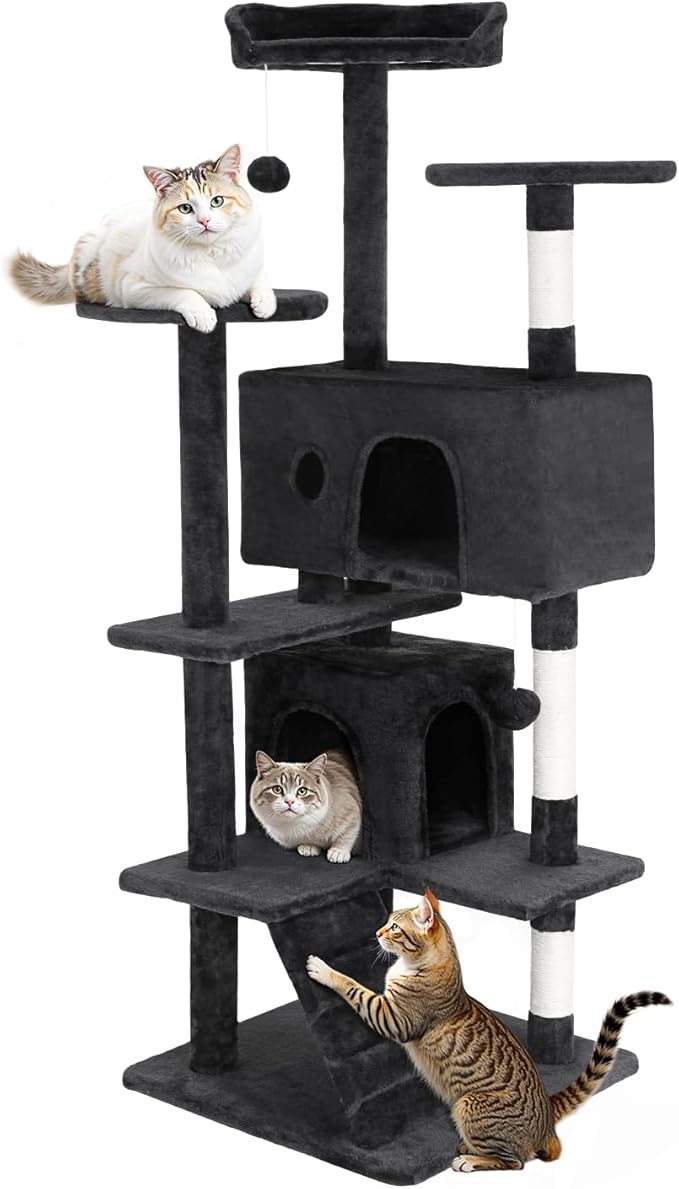 FDW Cat Tree 54in Cat Tower Multi-Level Durable Cat Scratching Post & Cozy Fun by FDW