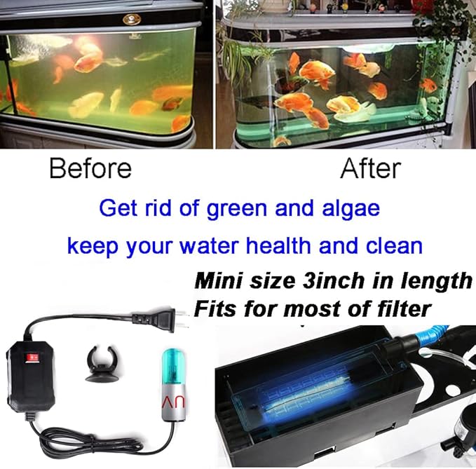 3W Aquarium Clean Light Fish Tank Algae Clean Light Green Water Clean Fish Tank - Image 2