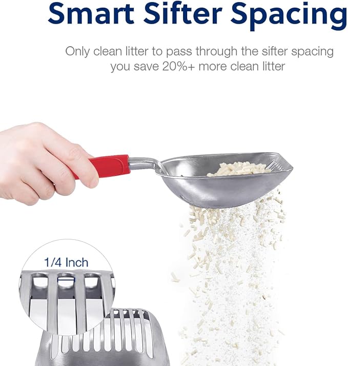 WePet Cat Litter Scoop, Aluminum Alloy Sifter, Kitty Metal Scooper, Deep Shovel - Image 3