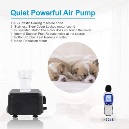 hygger Quiet <30dB Aquarium Air Pump, Adjustable Low Decibel Oxygen Fish Tank - Image 2
