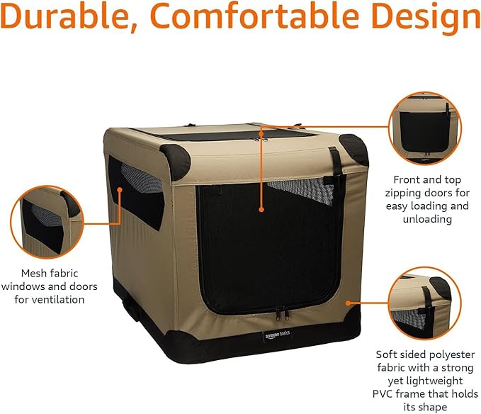 Amazon Basics Portable Folding Soft Dog Crate, Double Door, Collapsible Travel - Image 4