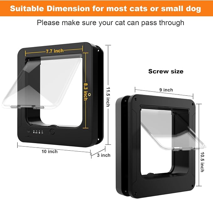 Smart Cat Door with 3 Collar Sensor, RFID Cat Door Collar Activated with Remote - Image 3