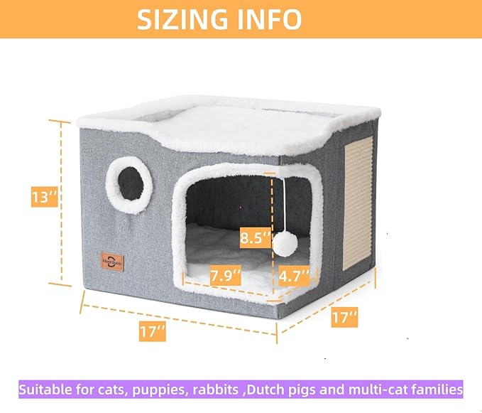 Cat Bed for Indoor Cats, Covered Cat Cave House & Furniture - Image 5