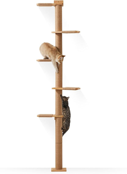 FUKUMARU Tall Cat Tree, 5 Tier Floor to Ceiling Cats Tower, Wall-Mounted Kitten by FUKUMARU