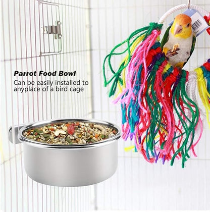 PINVNBY 2PCS Parrot Feeding Cups Birds Food Dish Stainless Steel Parrot Feeders - Image 3