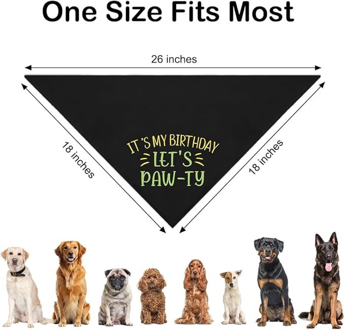 It's My Birthday Let's Paw-ty Black Dog Bandana, Cute Pet Birthday Bandana Gifts - Image 2