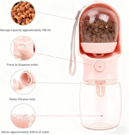 2-in-1 Dog Water Bottle with Food Container - 10oz Leak-Proof Travel Water - Image 5