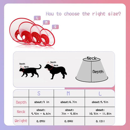 Pet Cone Recovery Dog Cone Adjustable Dog Collar Clear Padded Collar - Image 3