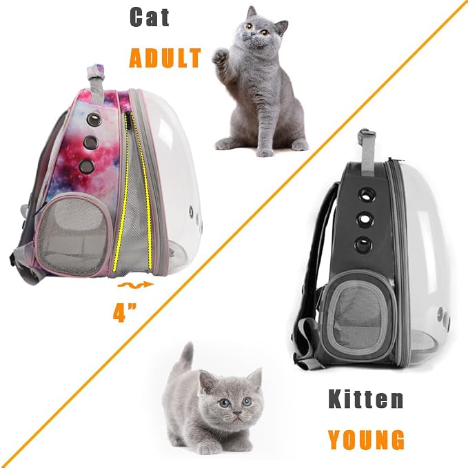 Front Expandable Cat Backpack Carrier, Fit up to 20 lbs, Space Capsule - Image 5