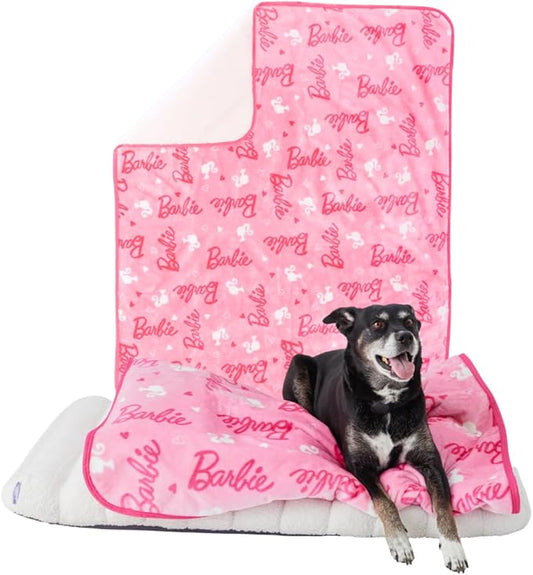 Franco Pet Barbie Super Soft Cozy Waterproof Sherpa-Backed Blanket Throw by Franco