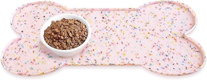 Dog Food Mat Anti-Slip Silicone Dog Bowl Mat Thicker Pet Placemat Waterproof by PWTAA