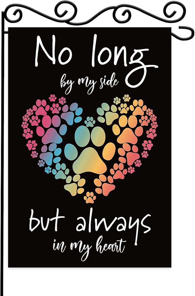No long by my side but always in my heart Garden Flag, Pet Memorial Garden Flag by WPCTYQ