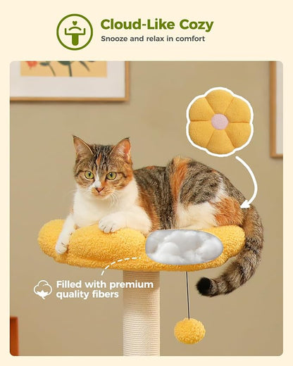 Flower Cat Tree with 2 Large Hammocks, 37.4" Small Cat Tower - Image 4