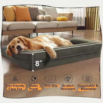 Large Dog Bed Orthopedic Washable: Orthopedic Dark Green Dog beds - Image 6