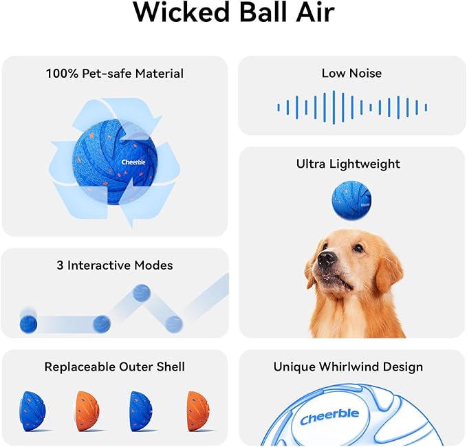 Cheerble Smart Interactive Dog Toy, Wicked Ball AIR, Automatic Moving, and - Image 2