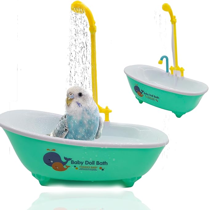 Parrot Automatic Bathtub with Shower, Cute Durable Bird Bath Shower Tub Birds by MUYG