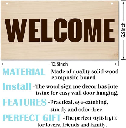 Welcome Sign for Front Door, Welcome Decor Wooden Hanging Sign for Wall Decor - Image 2