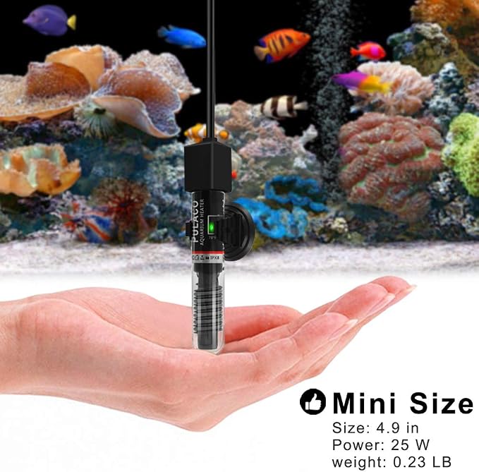 PULACO 25Watt Mini Aquarium Submersible Betta Heater - Image 3