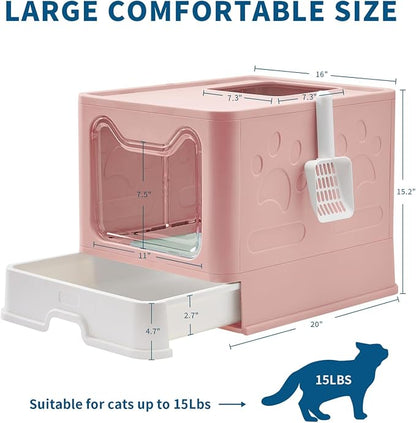Cat Litter Box with Litter Mat and Scoop, Large Covered Litter Box with Lid - Image 3