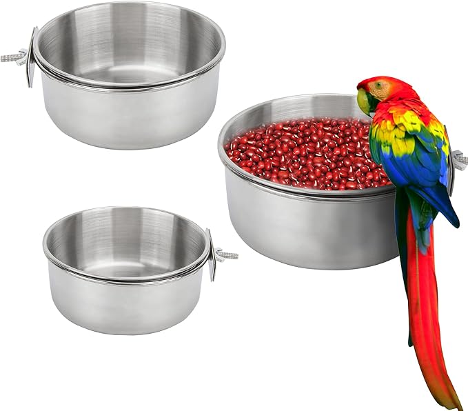 Bird Feeding Dish Cups 3 Pack Parrot Food Bowl Cage by ToLanbbt