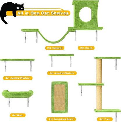 NUNU LAB Wall Mounted Cat Climber Set, Scratcher Board and Hammock, Shelves - Image 6