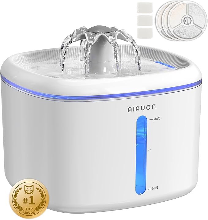 Cat Water Fountain, 84oz/2.5L Pet Cat Fountain – Ultra Quiet Upgraded Automatic by AIAUON