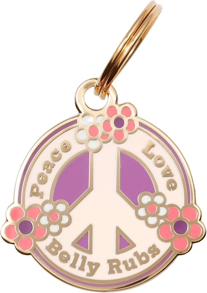 Two Tails Pet Company Personalized 'Peace, Belly Rubs' Pet ID Tag & Collar Charm by TwoTailsPetCompany