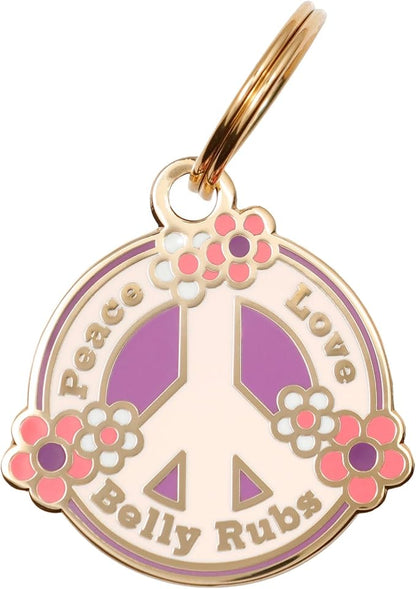 Two Tails Pet Company Personalized 'Peace, Belly Rubs' Pet ID Tag & Collar Charm by TwoTailsPetCompany
