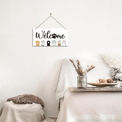 Welcome Sign for Front Door, Welcome Decor Wooden Hanging Sign - Image 6