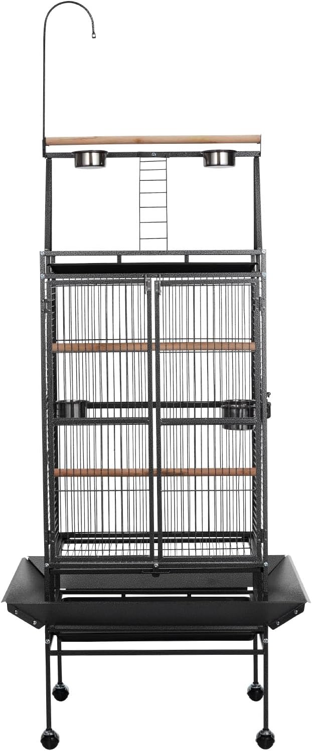 VEVOR Bird Cage, 32.7 x 31.1 x 82.7 inch, Open Flat Top, Wrought Iron Bird - Image 9