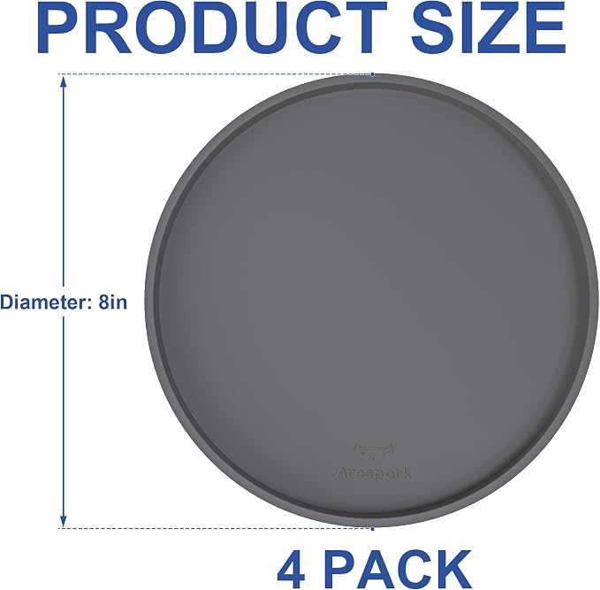 Arespark Cat Food Mat, Round Eating Plates Tray - Image 8