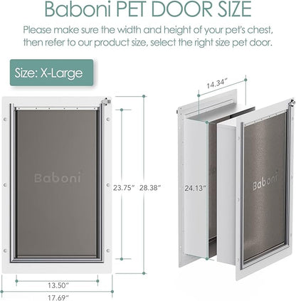 Baboni Pet Door for Wall, Steel Frame and Telescoping Tunnel, Aluminum Lock - Image 4