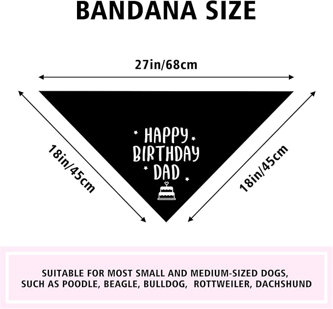 Happy Birthday Dad Dog Bandana for Dogs Black Bandana Funny Birthday Photo Prop - Image 5