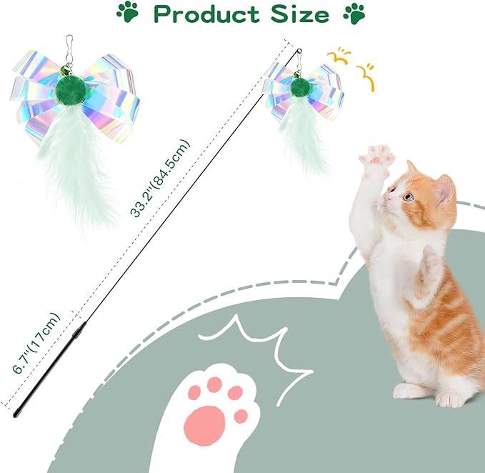 Pawaboo Feather Teaser Cat Toy, Interactive Feather Wand Cats Toy Flying - Image 7