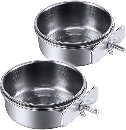PINVNBY Parrot Feeding Cups Birds Food Dish Stainless Steel Parrot Feeders by PINVNBY