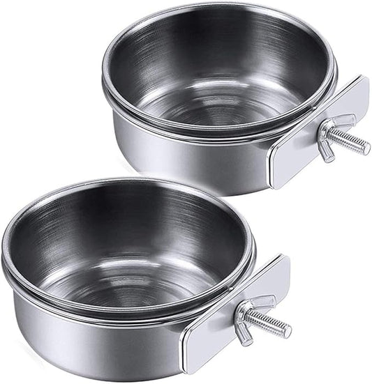 PINVNBY Parrot Feeding Cups Birds Food Dish Stainless Steel Parrot Feeders by PINVNBY