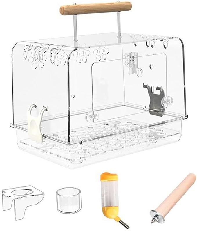Hamster Cage Bird Travel Cage Portable Clear Accessories Acrylic Villa Bird - Image 7