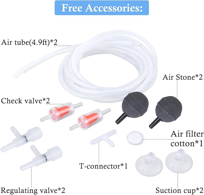 HITOP Dual Outlet Aquarium Electric Air Pump, Whisper Adjustable Fish Tank - Image 2