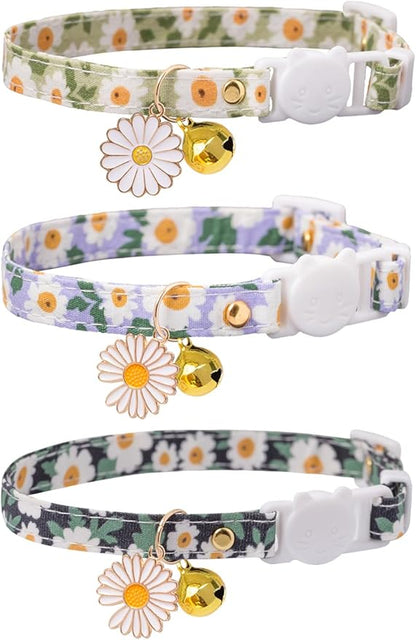 Cat Collar Breakaway with Bells, 3 Pack Safety Adjustable Pet Collars by Bencacawinstyle