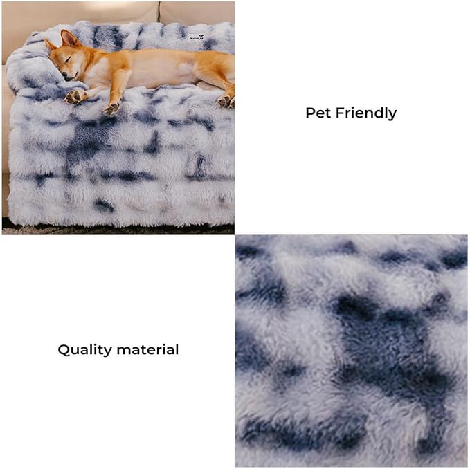 FUNNY FUZZY Pet Fluffy Fuzzy Calming Dog Couch Bed Sofa Protector Washable Pets - Image 2