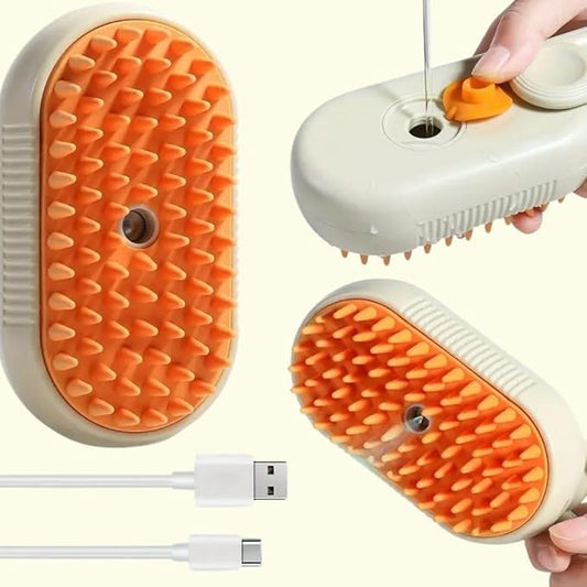 3-in-1 Steam Pet Brush for Cats & Dogs – Self-Cleaning Grooming Comb - Image 2