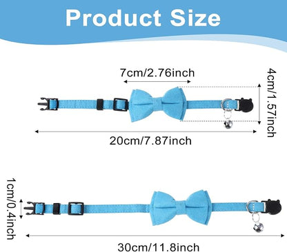 3pcs Bow Tie Cat Collar with Bells, Breakaway Bowtie Plaid Cat Collar, Soft - Image 3