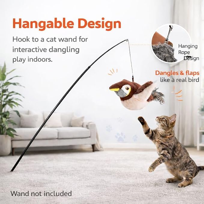 Flappy Flying Bird Cat Toy – Interactive Flapping & Chirping Bird Toy - Image 5