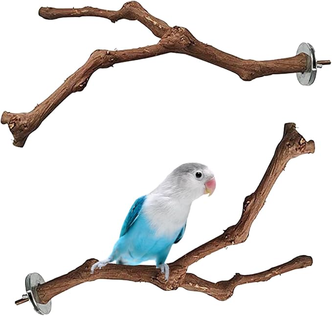 PINVNBY 2Pcs Wood Perches for Bird Cage, Natural Parrot Stand Branch Parakeet by PINVNBY
