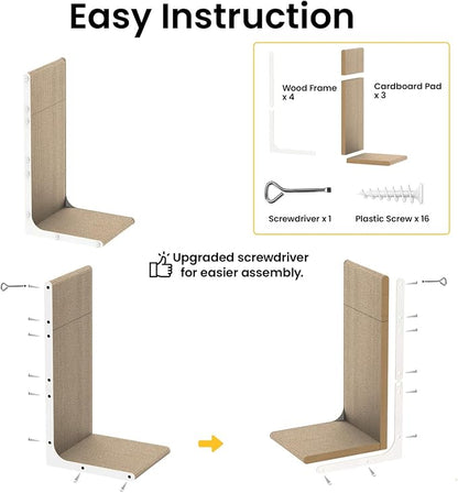 Cardboard Cat Scratcher, 23 Inch L Shape Scratch Pad Wall Mounted, Vertical - Image 5